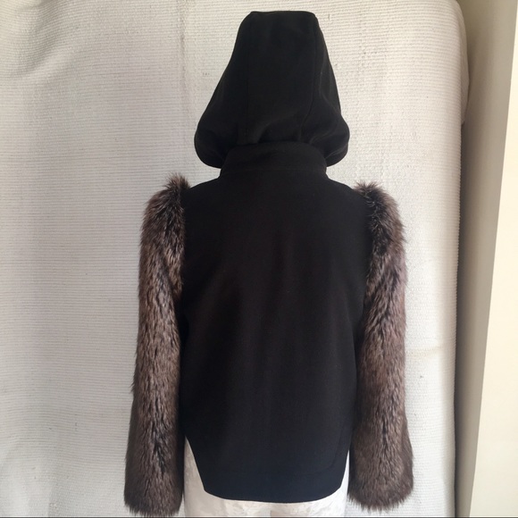 Anthro Leifsdottir S/M Cashmere Wool Coat Faux Fur - Picture 4 of 8